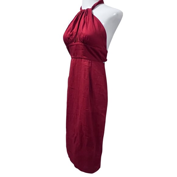 Banana Republic Lisa Linen Halter Midi Dress, Red Embers, 0 - Picture 2 of 12
